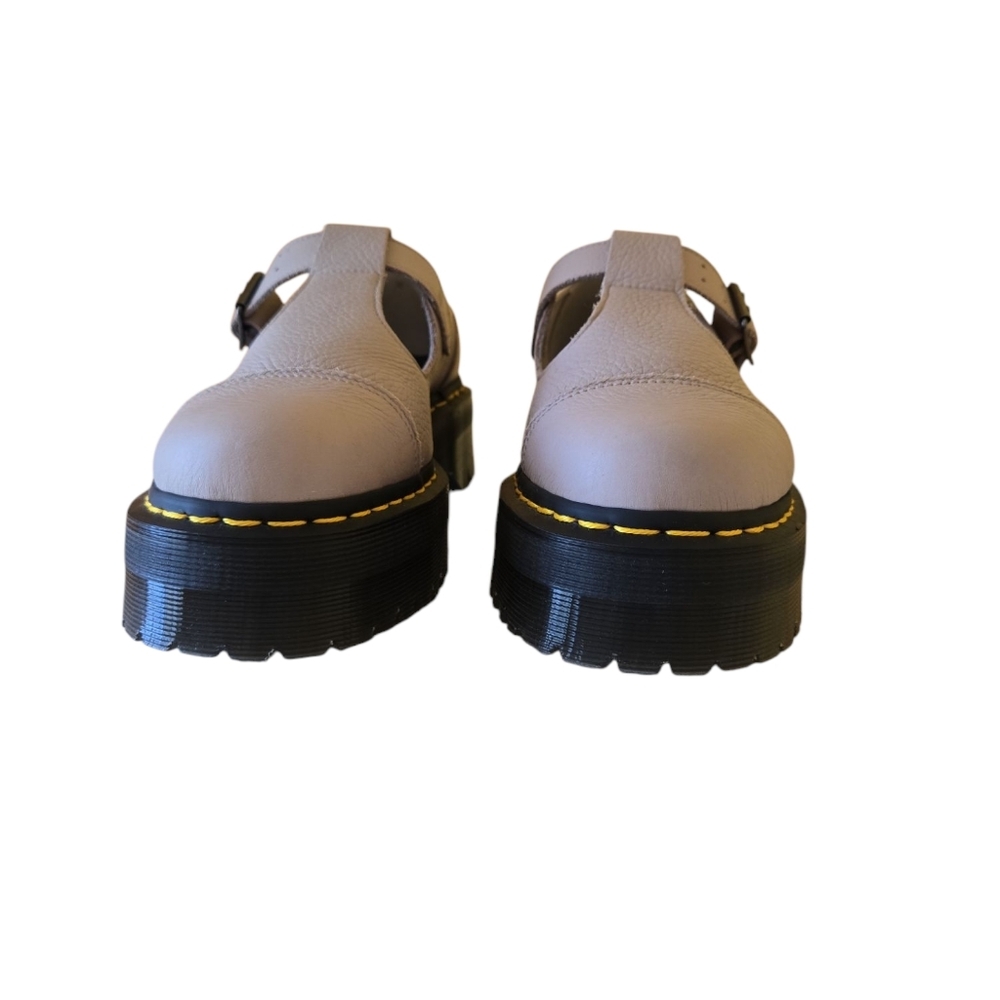 Dr Martens Bethan Pisa Leather Chunky Platform Mary Janes Vintage Taupe Size 8 - Picture 4 of 15
